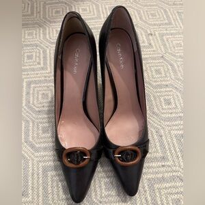 Calvin Klein Lola Black Heels with Brown Accent